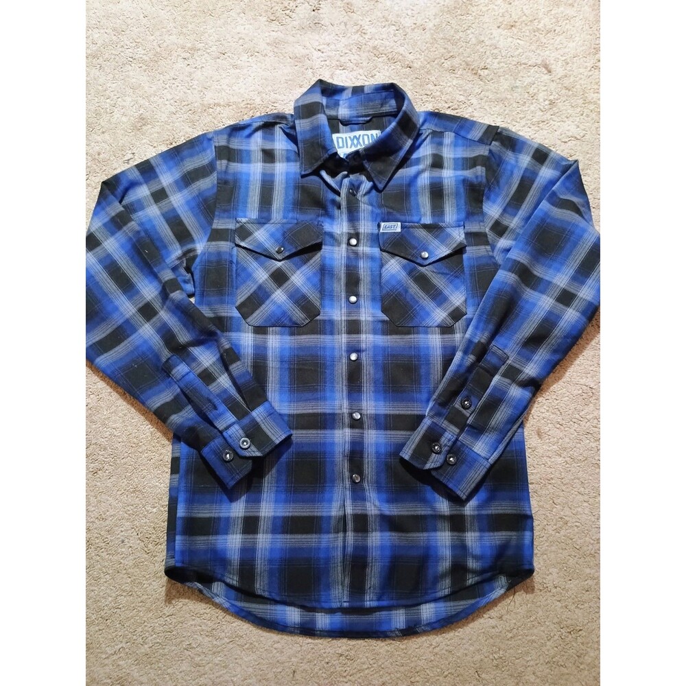 Dixxon Flannel Co Men's Shirt "EAST" Long Sleeve Plaid Black Gray Blue Size XS